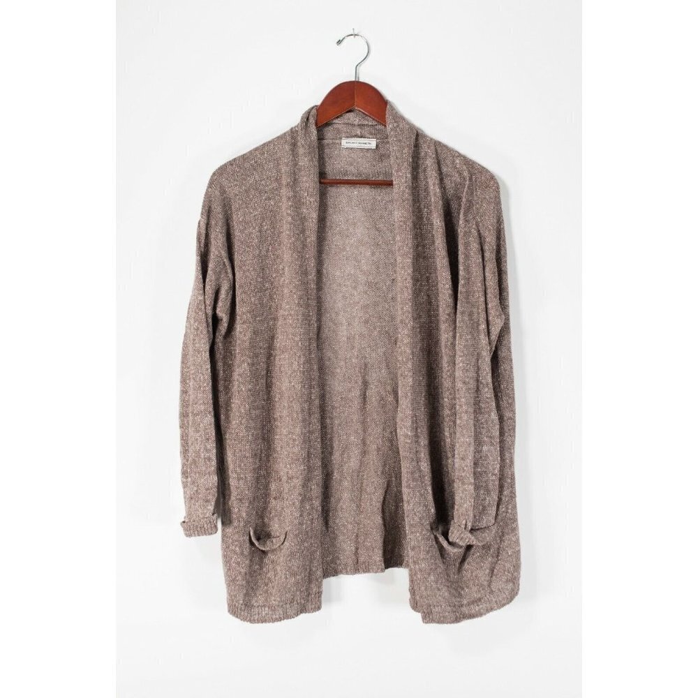 Bruno Manetti Women's Size 44 Medium Brown Cardigan Sweater Knit Linen Blend Top